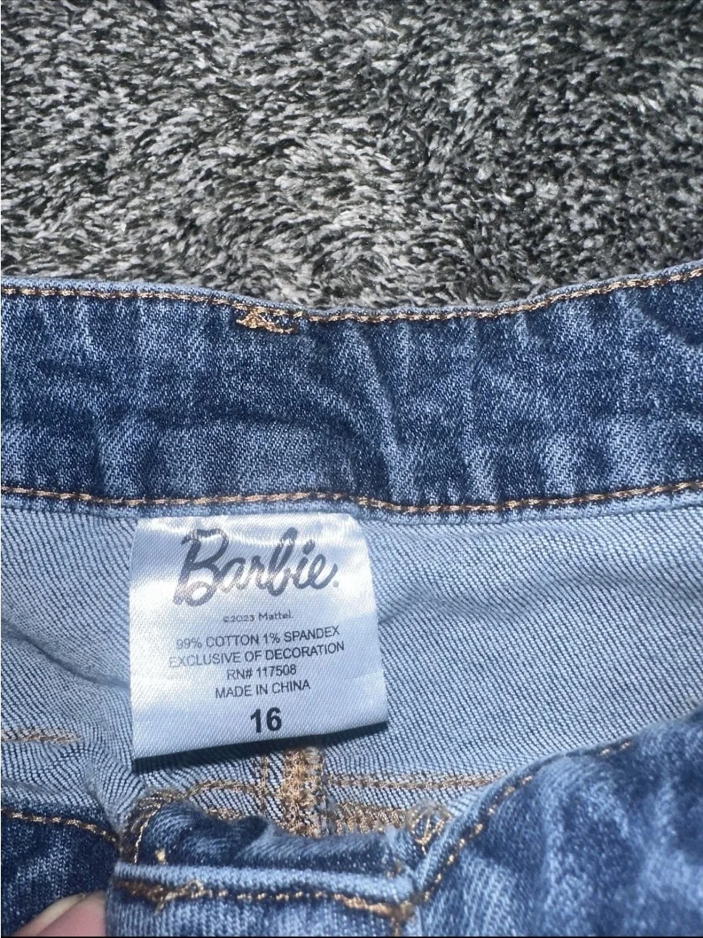 Barbie Girls Born To Lead Graphic Patch Slim Straight Jeans Blue Size 16
